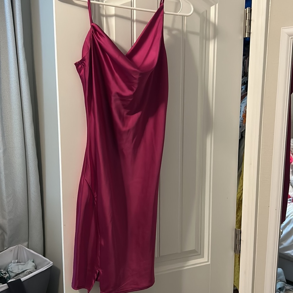 NWT Blue Blush Pink/ Magenta Cowl Neck Cocktail Dress Size M